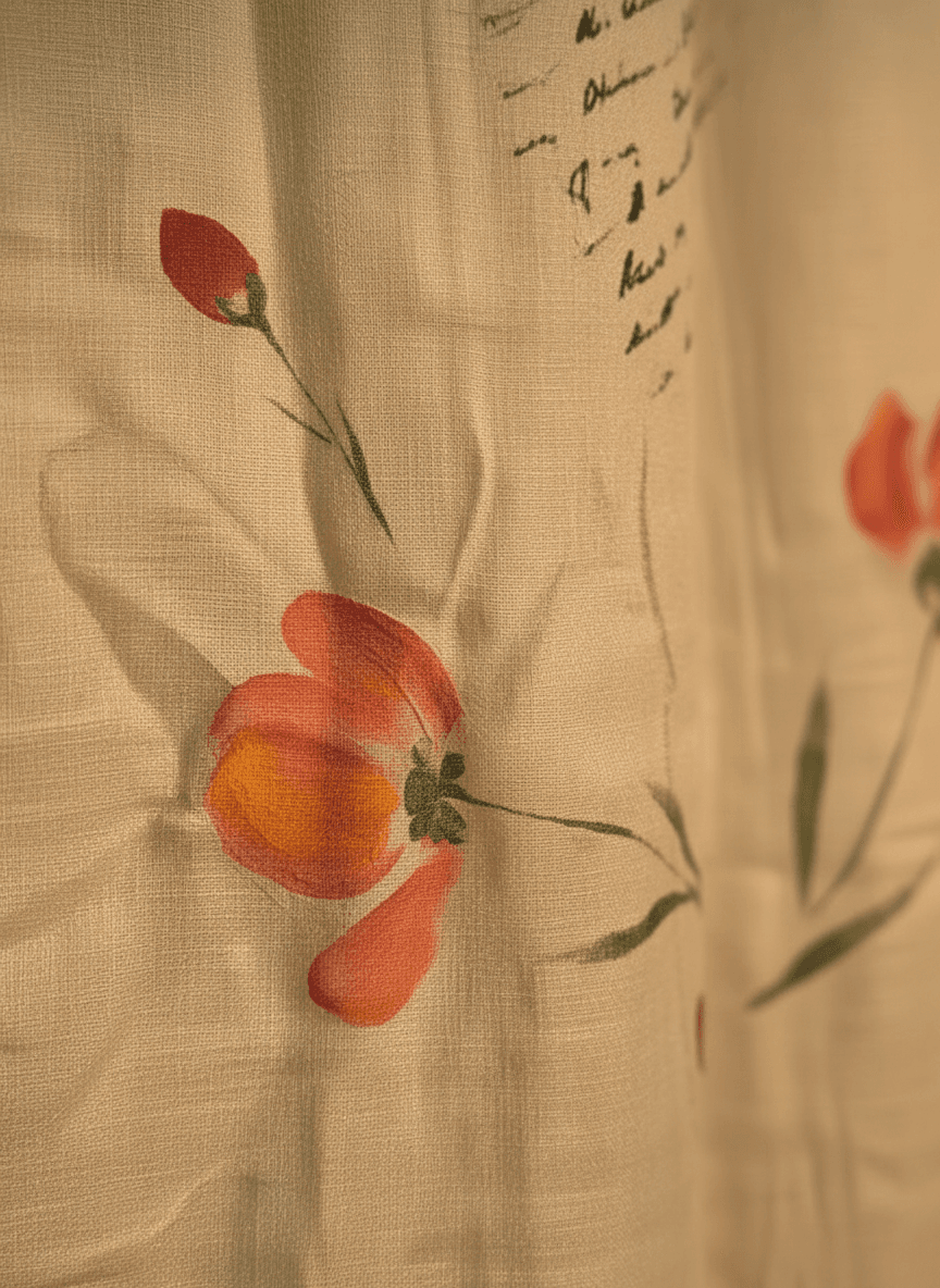 Yellow Poppy Hand-Painted Stole detail 4