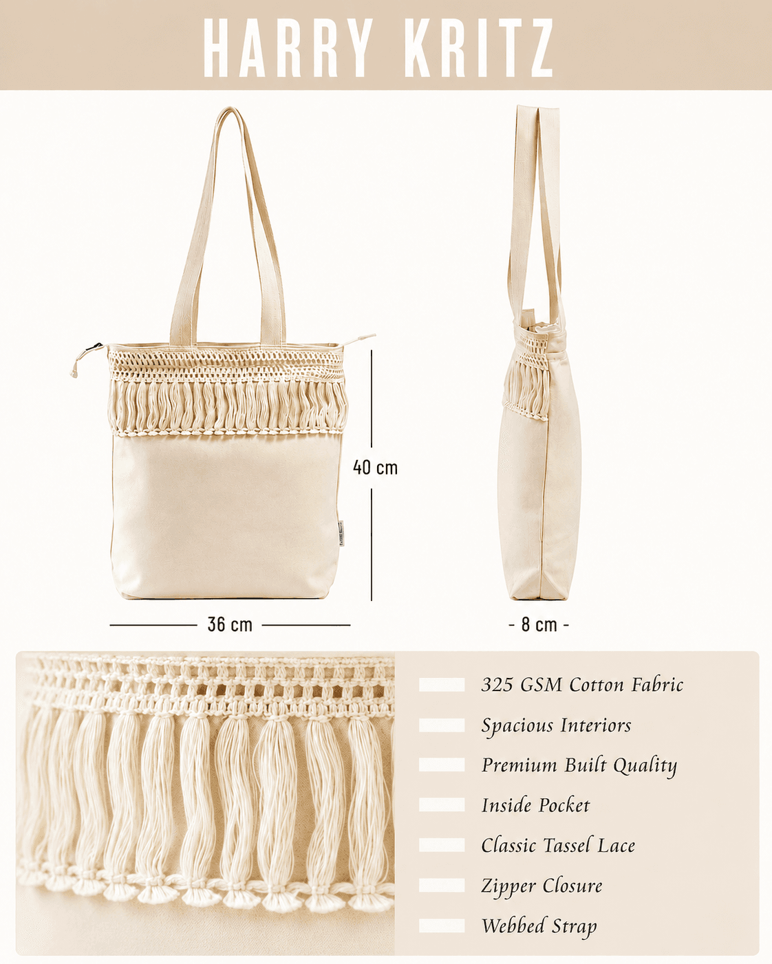 Multifloral bloom Hand-Painted Lace Tote Bag detail 5