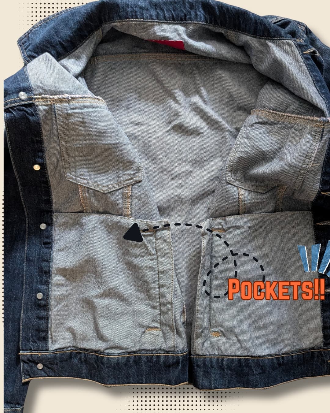 KOI Fish Hand-Painted Denim Jacket detail 5