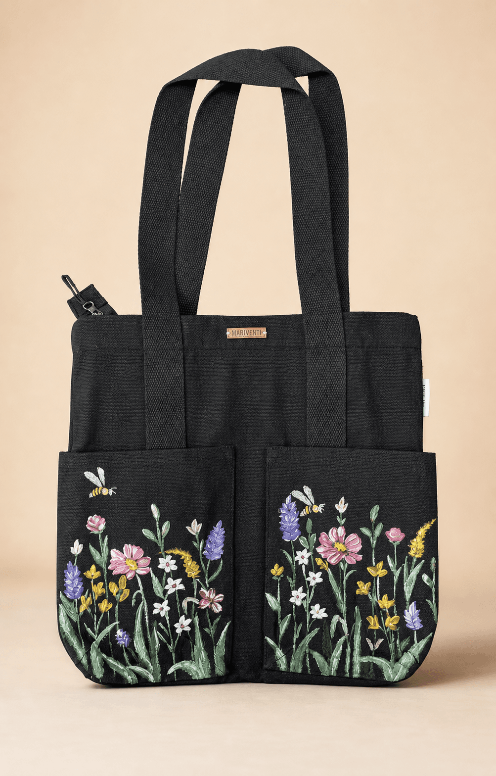 Bee Garden  Hand-Painted Canvas Tote Bag — hand-painted by Brushup