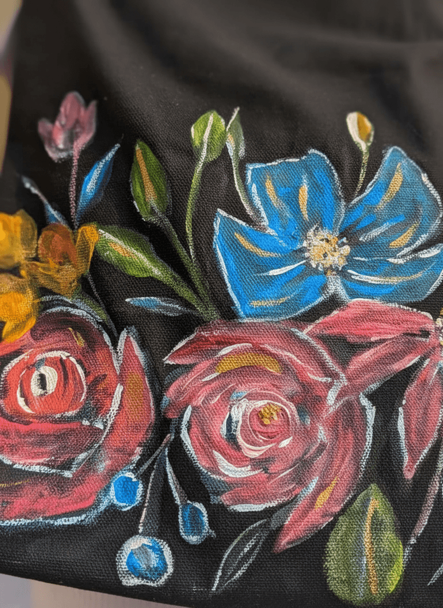 Blue Bold Hand-Painted Shoulder Bag detail 2