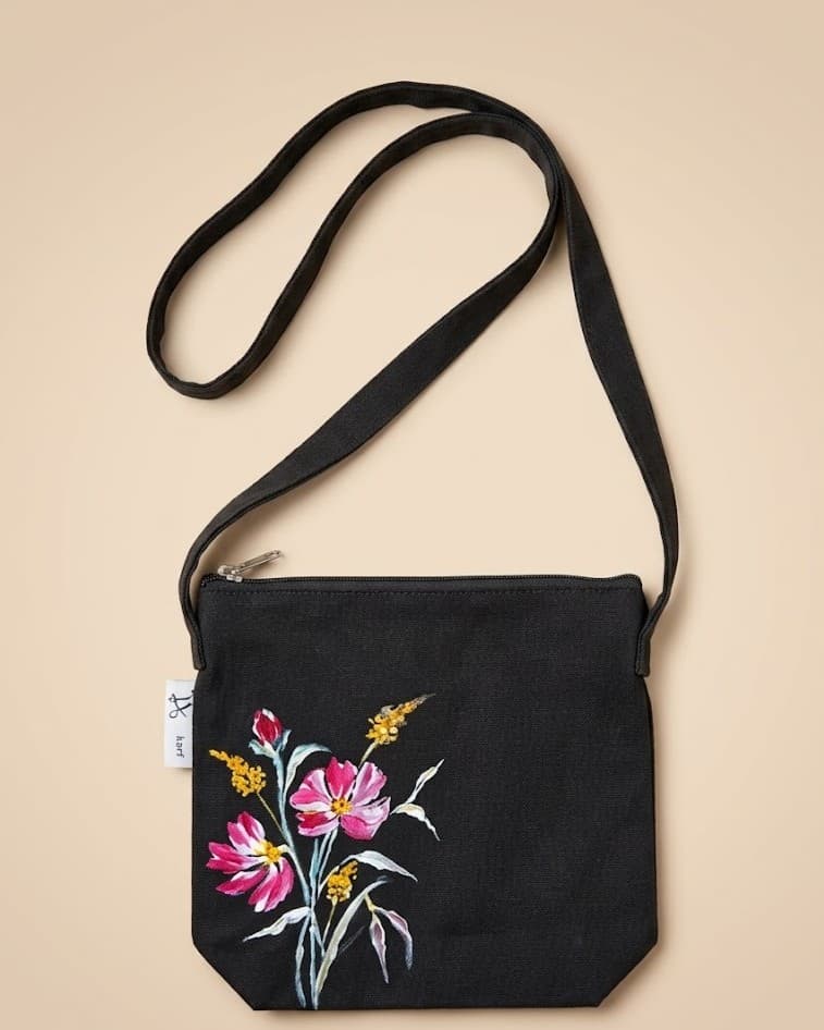 Midnight Cosmos Hand Painted Sling Bag detail 2