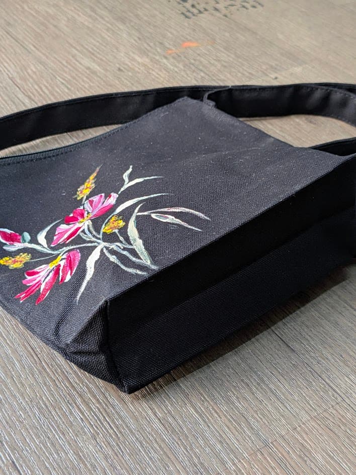 Midnight Cosmos Hand Painted Sling Bag detail 4