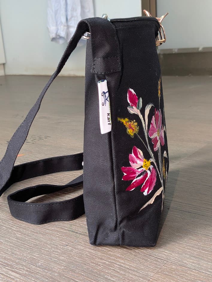 Midnight Cosmos Hand Painted Sling Bag detail 5