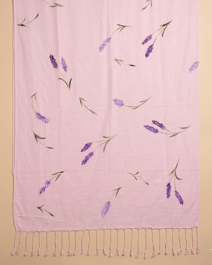 Pink-Lavender Hand-Painted Stole — hand-painted by Brushup