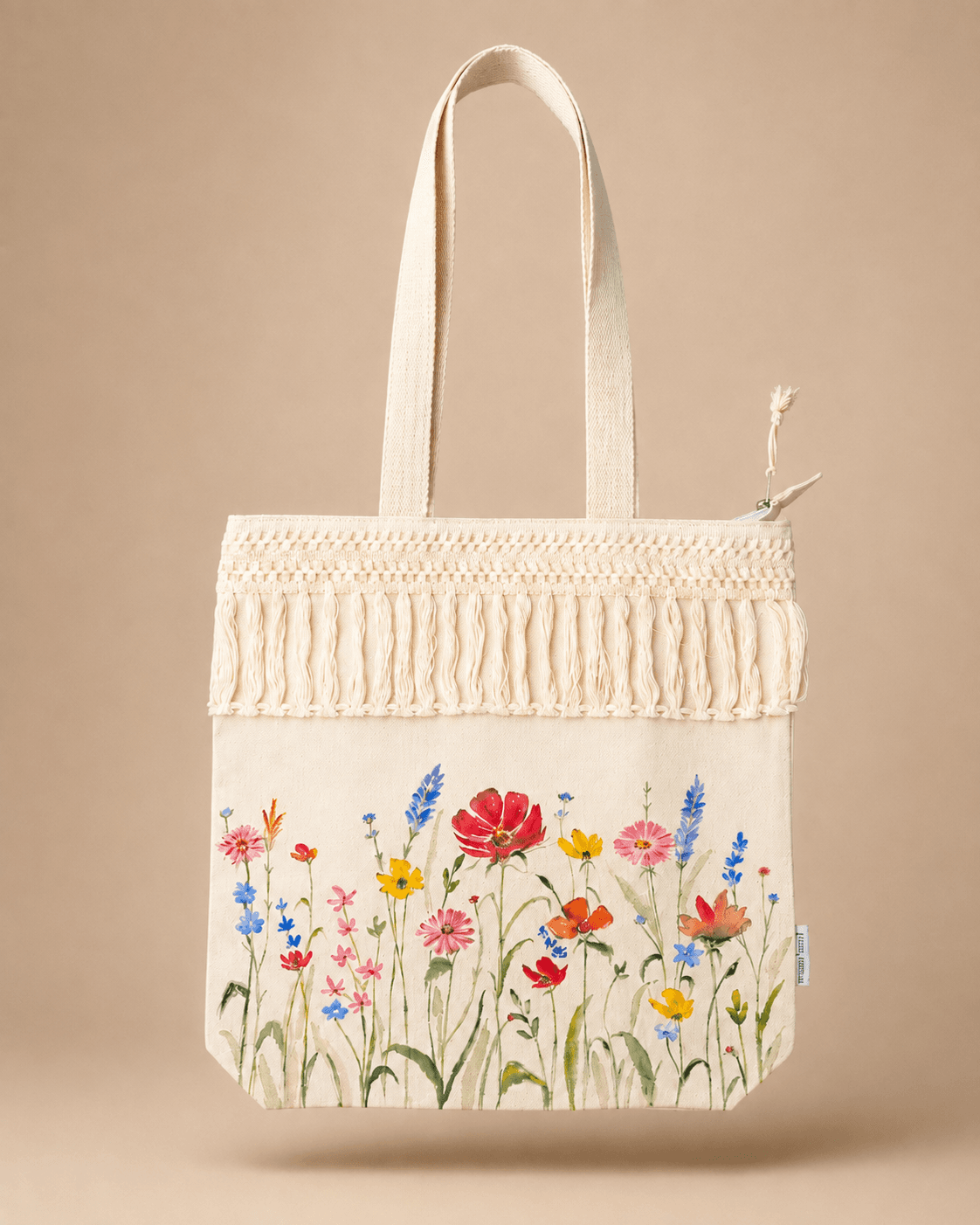 Multifloral bloom Hand-Painted Lace Tote Bag