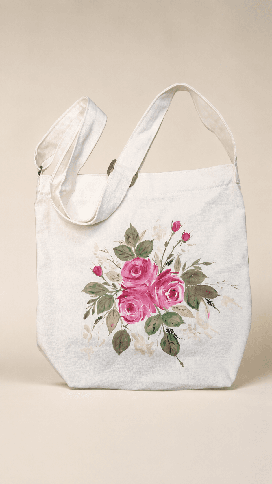 Rose Bunch Hand-Painted Shoulder Bag — hand-painted by Brushup