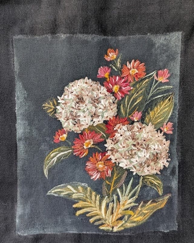 Vintage Botanicals Hand-Painted Shoulder bag  — hand-painted by Brushup