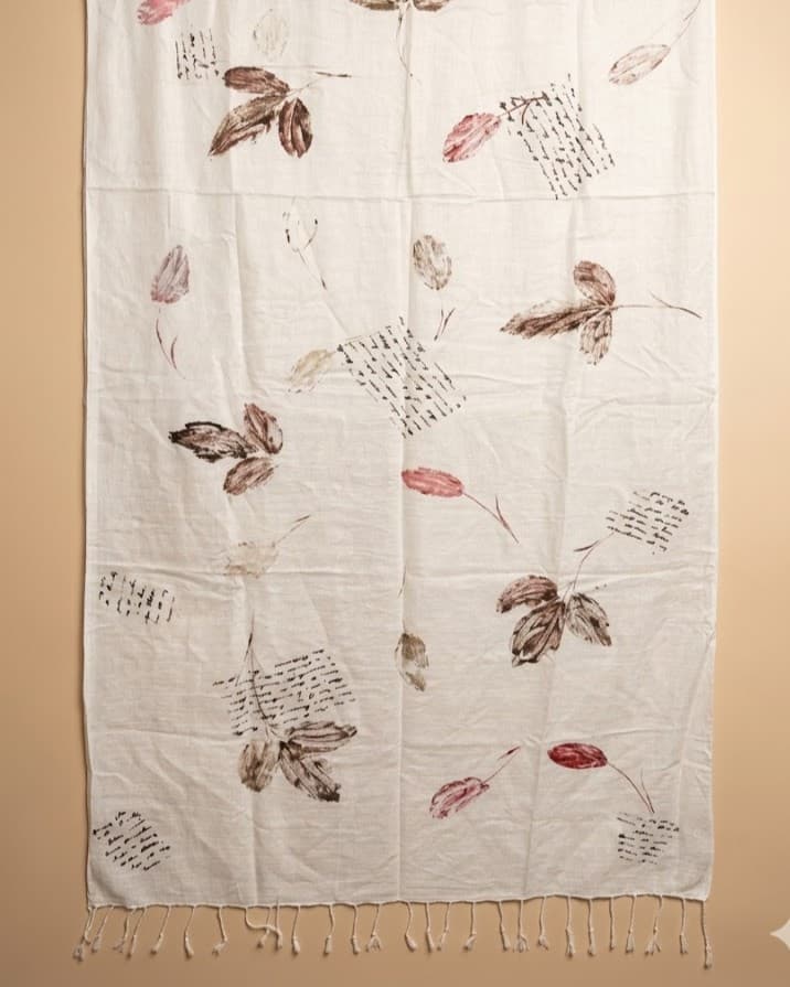 Rust Leaf Hand-Painted Stole — hand-painted by Brushup