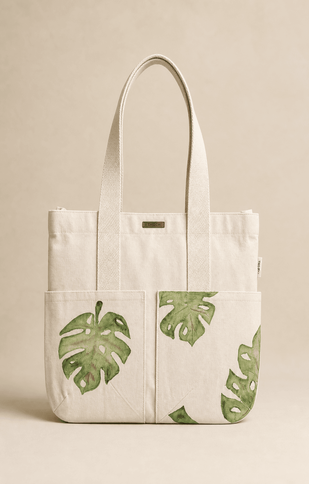 Monstera Leaf Hand-Painted Canvas Tote Bag — hand-painted by Brushup