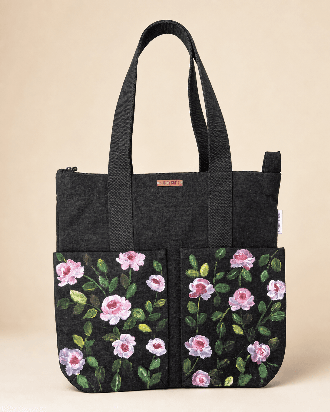 Roses Hand-Painted Canvas Tote Bag — hand-painted by Brushup